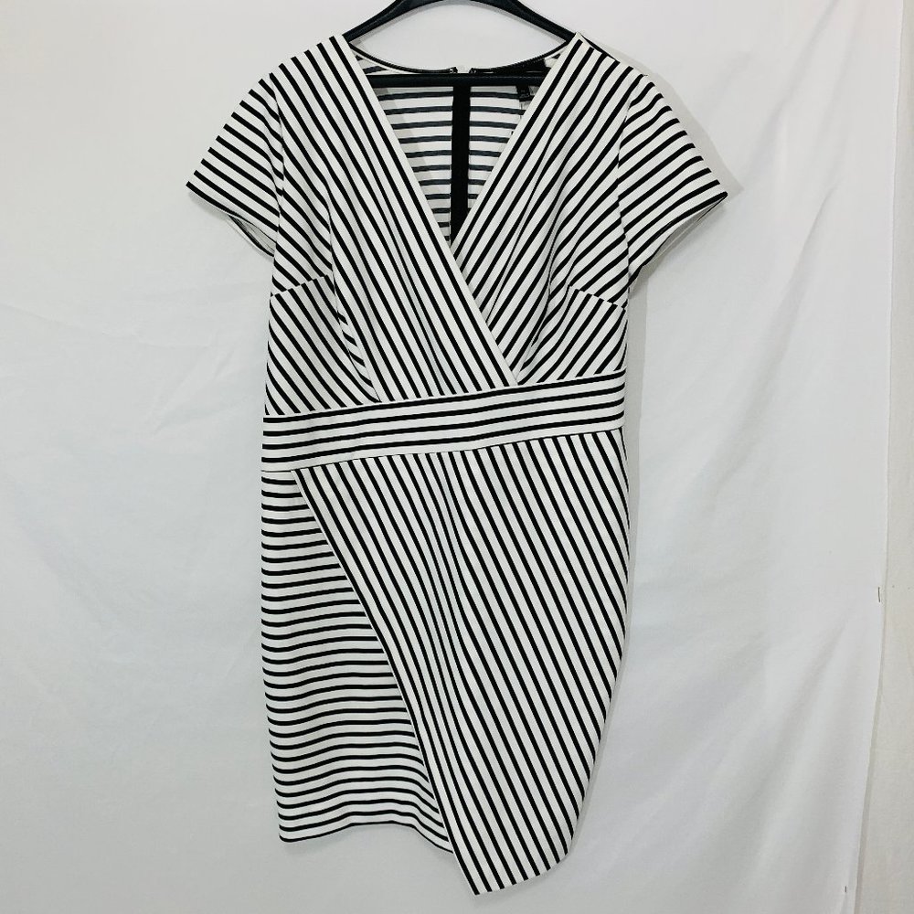 NWT LANE BRYANT Bias Stripe Surplice Matte Dress
